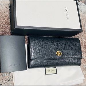 GUCCI GG Marmont leather continental wallet BLACK